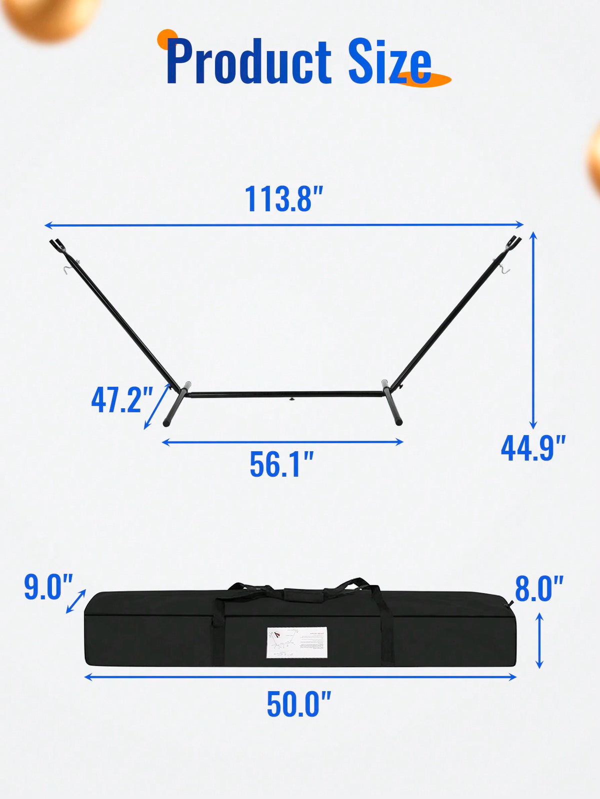 Portable Heavy Duty Hammock Stand Portable Steel Stand Only For Outdoor Patio Or Indoor With Carrying Case (No Hammock)