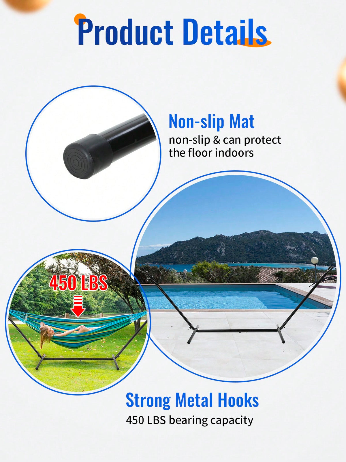 Portable Heavy Duty Hammock Stand Portable Steel Stand Only For Outdoor Patio Or Indoor With Carrying Case (No Hammock)