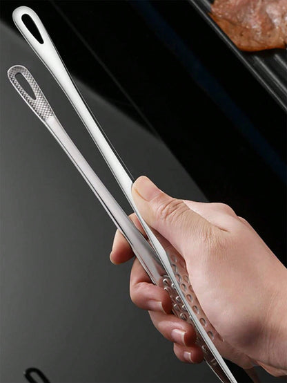 1pc Stainless Steel Food Tongs, Long Handle Non-Slip BBQ Tongs, Steak Tongs, Kitchen Cookware Accessory