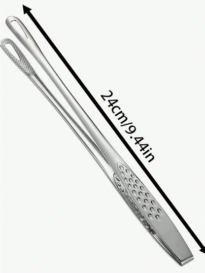 1pc Stainless Steel Food Tongs, Long Handle Non-Slip BBQ Tongs, Steak Tongs, Kitchen Cookware Accessory