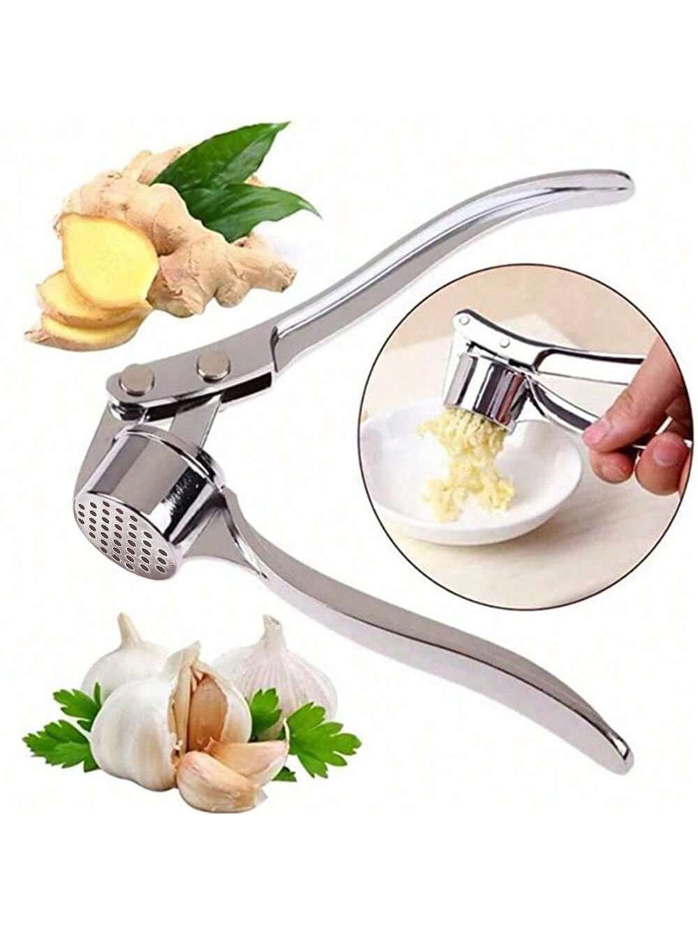 1pc Garlic Press, Manual Garlic Mincer, Garlic Crusher, Ginger Mincer, Kitchen Gadget
