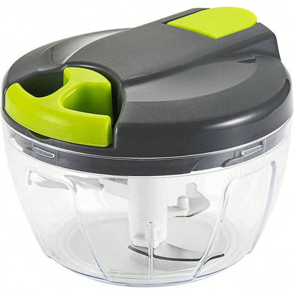 1pc Manual Food Processor Vegetable Chopper, Manual Food Chopper, Hand Pull String Vegetable Chopper, Portable Hand Pull String Garlic Mincer Onion Cutter For Veggies, Ginger, Fruits, Nuts, Herbs, Etc., Grey