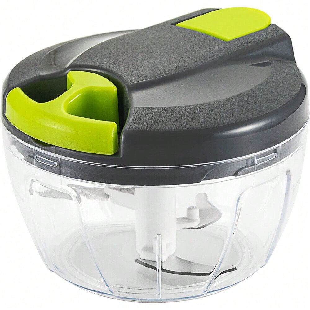 1pc Manual Food Processor Vegetable Chopper, Manual Food Chopper, Hand Pull String Vegetable Chopper, Portable Hand Pull String Garlic Mincer Onion Cutter For Veggies, Ginger, Fruits, Nuts, Herbs, Etc., Grey