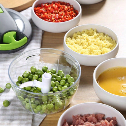 1pc Manual Food Processor Vegetable Chopper, Manual Food Chopper, Hand Pull String Vegetable Chopper, Portable Hand Pull String Garlic Mincer Onion Cutter For Veggies, Ginger, Fruits, Nuts, Herbs, Etc., Grey