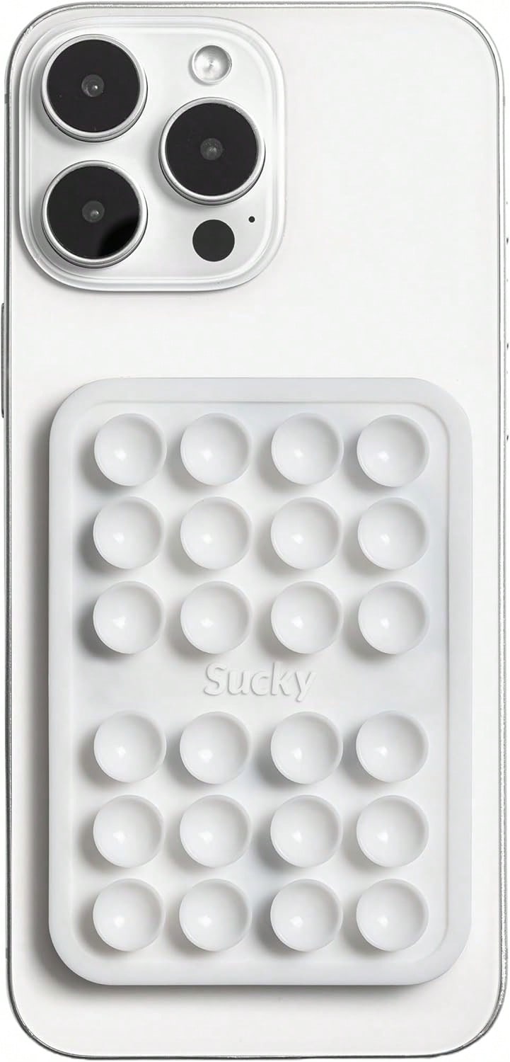Silicone Suction Phone Case Adhesive Mount - Anti-Slip Holder, Hands-Free Fidget Toy, Phone Accessory For And Android (Crystal White, Magnetic),10964263