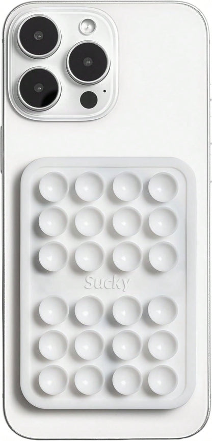 Silicone Suction Phone Case Adhesive Mount - Anti-Slip Holder, Hands-Free Fidget Toy, Phone Accessory For And Android (Crystal White, Magnetic),10964263