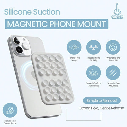 Silicone Suction Phone Case Adhesive Mount - Anti-Slip Holder, Hands-Free Fidget Toy, Phone Accessory For And Android (Crystal White, Magnetic),10964263