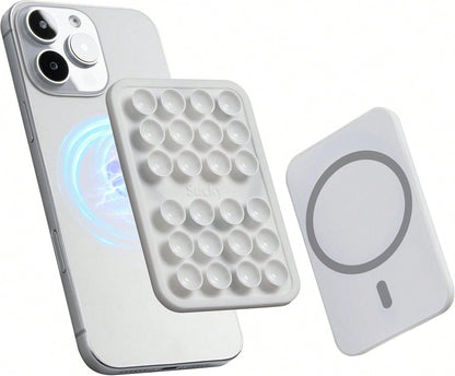 Silicone Suction Phone Case Adhesive Mount - Anti-Slip Holder, Hands-Free Fidget Toy, Phone Accessory For And Android (Crystal White, Magnetic),10964263