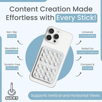Silicone Suction Phone Case Adhesive Mount - Anti-Slip Holder, Hands-Free Fidget Toy, Phone Accessory For And Android (Crystal White, Magnetic),10964263