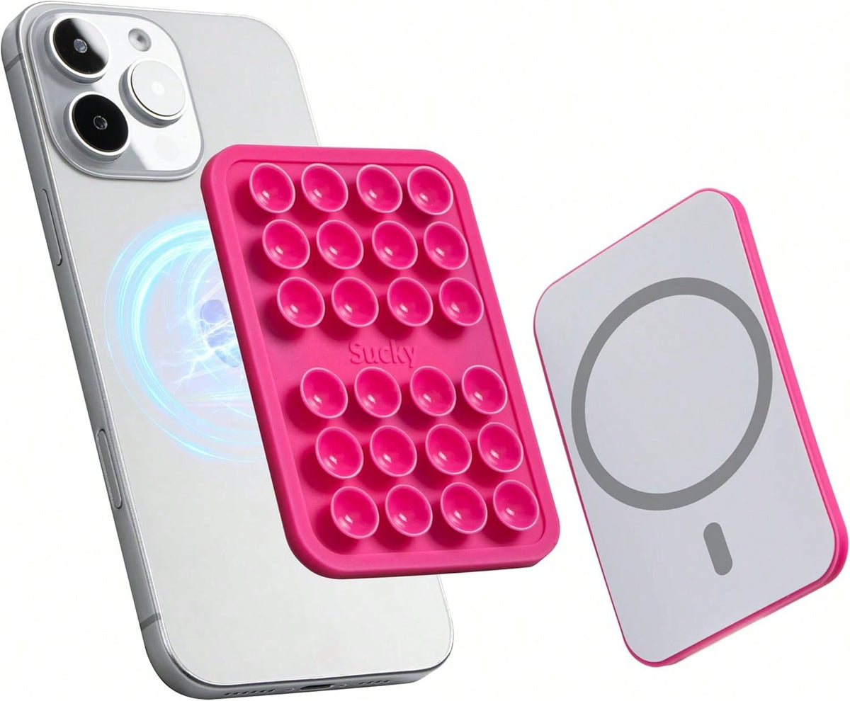 Silicone Suction Phone Case Adhesive Mount - Anti-Slip Holder, Hands-Free Fidget Toy, Phone Accessory For And Android (Crystal White, Magnetic),10964263