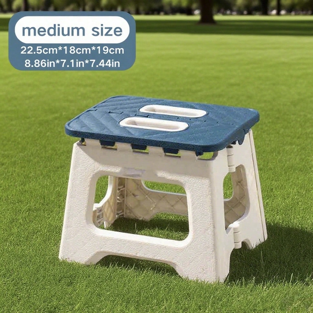 1PC Portable Multifunctional Folding Stool, Height 8.7-10 Inches, High Load-Bearing Folding Steps, Classic Style Outdoor Folding Stool, Portable Handheld Plastic Folding Stool - Compact, No Assembly Required, Multi-Functional Square Stool For Indoor And O