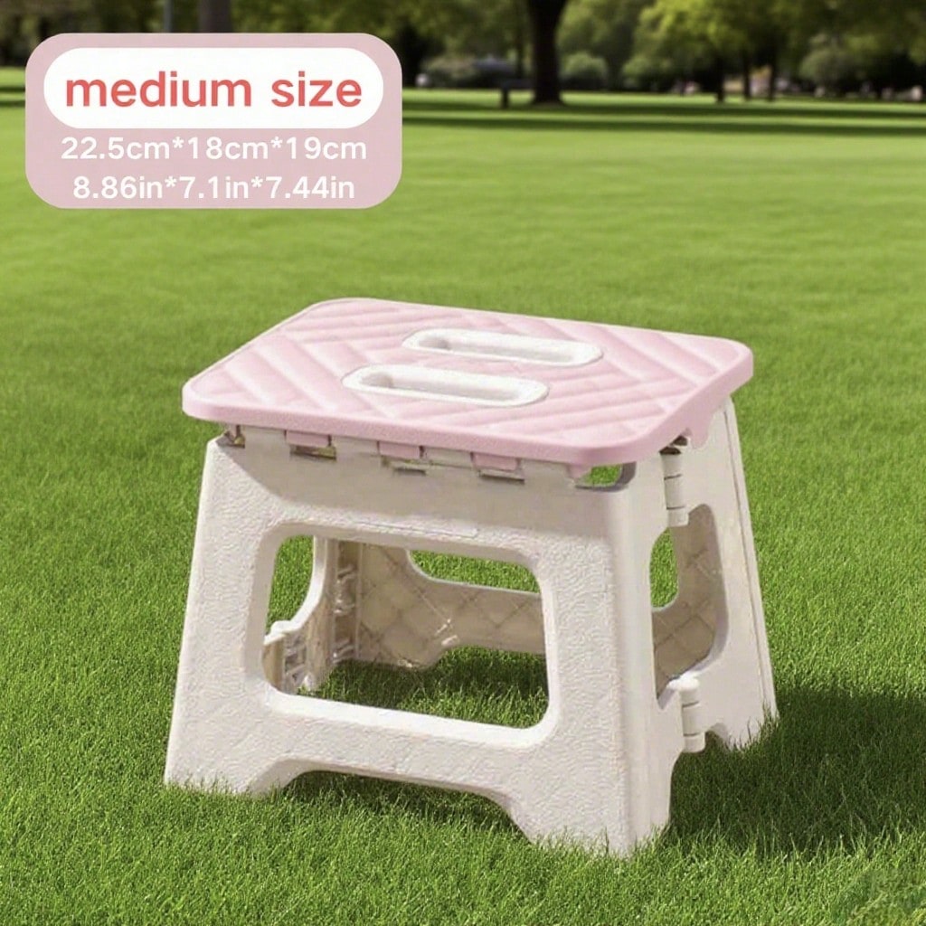 1PC Portable Multifunctional Folding Stool, Height 8.7-10 Inches, High Load-Bearing Folding Steps, Classic Style Outdoor Folding Stool, Portable Handheld Plastic Folding Stool - Compact, No Assembly Required, Multi-Functional Square Stool For Indoor And O