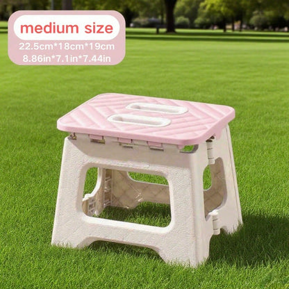 1PC Portable Multifunctional Folding Stool, Height 8.7-10 Inches, High Load-Bearing Folding Steps, Classic Style Outdoor Folding Stool, Portable Handheld Plastic Folding Stool - Compact, No Assembly Required, Multi-Functional Square Stool For Indoor And O