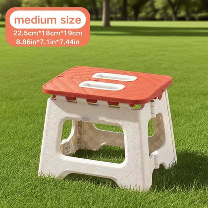 1PC Portable Multifunctional Folding Stool, Height 8.7-10 Inches, High Load-Bearing Folding Steps, Classic Style Outdoor Folding Stool, Portable Handheld Plastic Folding Stool - Compact, No Assembly Required, Multi-Functional Square Stool For Indoor And O