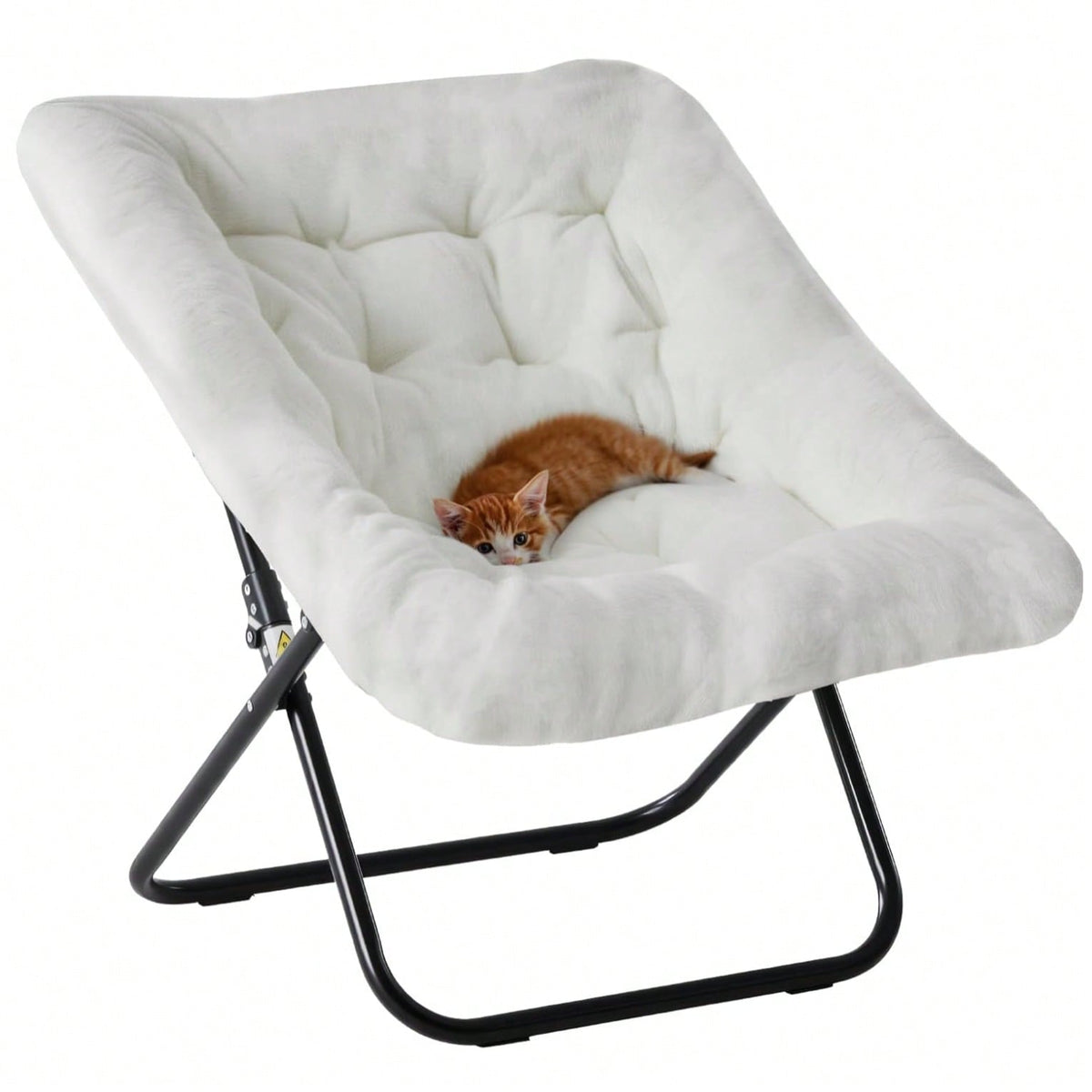 Sweetcrispy Comfy Chair For Adults, Soft Faux Fur Folding Lounge For Bedroom Living Room Dorm Rooms Flexible Reading Chair For Teens, Large Size Foldable,Square-White