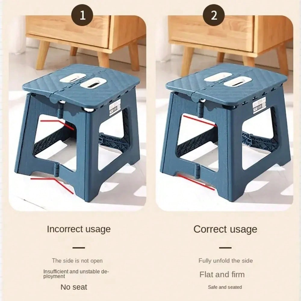 1PC Portable Multifunctional Folding Stool, Height 8.7-10 Inches, High Load-Bearing Folding Steps, Classic Style Outdoor Folding Stool, Portable Handheld Plastic Folding Stool - Compact, No Assembly Required, Multi-Functional Square Stool For Indoor And O