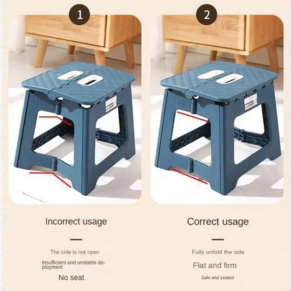 1PC Portable Multifunctional Folding Stool, Height 8.7-10 Inches, High Load-Bearing Folding Steps, Classic Style Outdoor Folding Stool, Portable Handheld Plastic Folding Stool - Compact, No Assembly Required, Multi-Functional Square Stool For Indoor And O