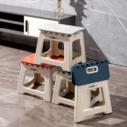 1PC Portable Multifunctional Folding Stool, Height 8.7-10 Inches, High Load-Bearing Folding Steps, Classic Style Outdoor Folding Stool, Portable Handheld Plastic Folding Stool - Compact, No Assembly Required, Multi-Functional Square Stool For Indoor And O