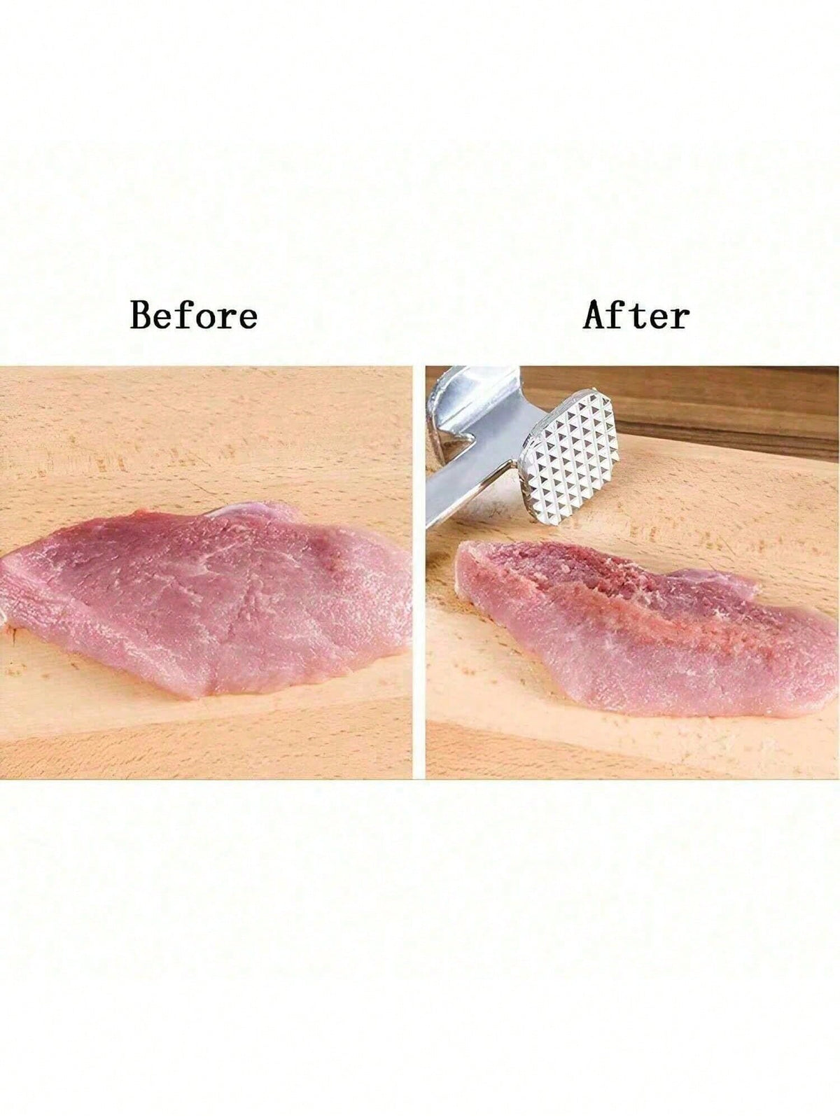 1pc Stainless Steel Meat Tenderizer, Double-Sided Meat Hammer, Steak Pounder, Kitchen Tool, Meat Mallet, Suitable For Picnic, Travel, Camping, BBQ - Metal Material
