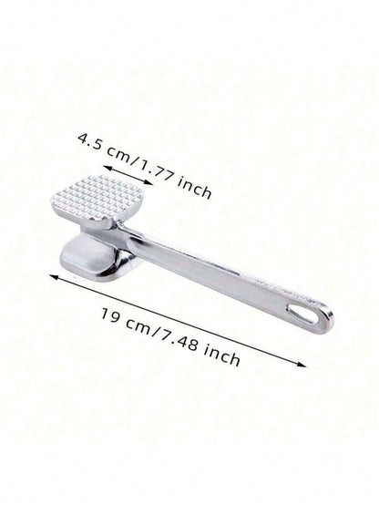 1pc Stainless Steel Meat Tenderizer, Double-Sided Meat Hammer, Steak Pounder, Kitchen Tool, Meat Mallet, Suitable For Picnic, Travel, Camping, BBQ - Metal Material