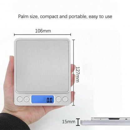 1pc Compact Digital Kitchen Scale, Stainless Steel LCD Electronic Smart Food Scale, Small Gram Baking Scale, Jewelry Scale, Coffee Scale, Herbal Scale, Kitchen Gadgets