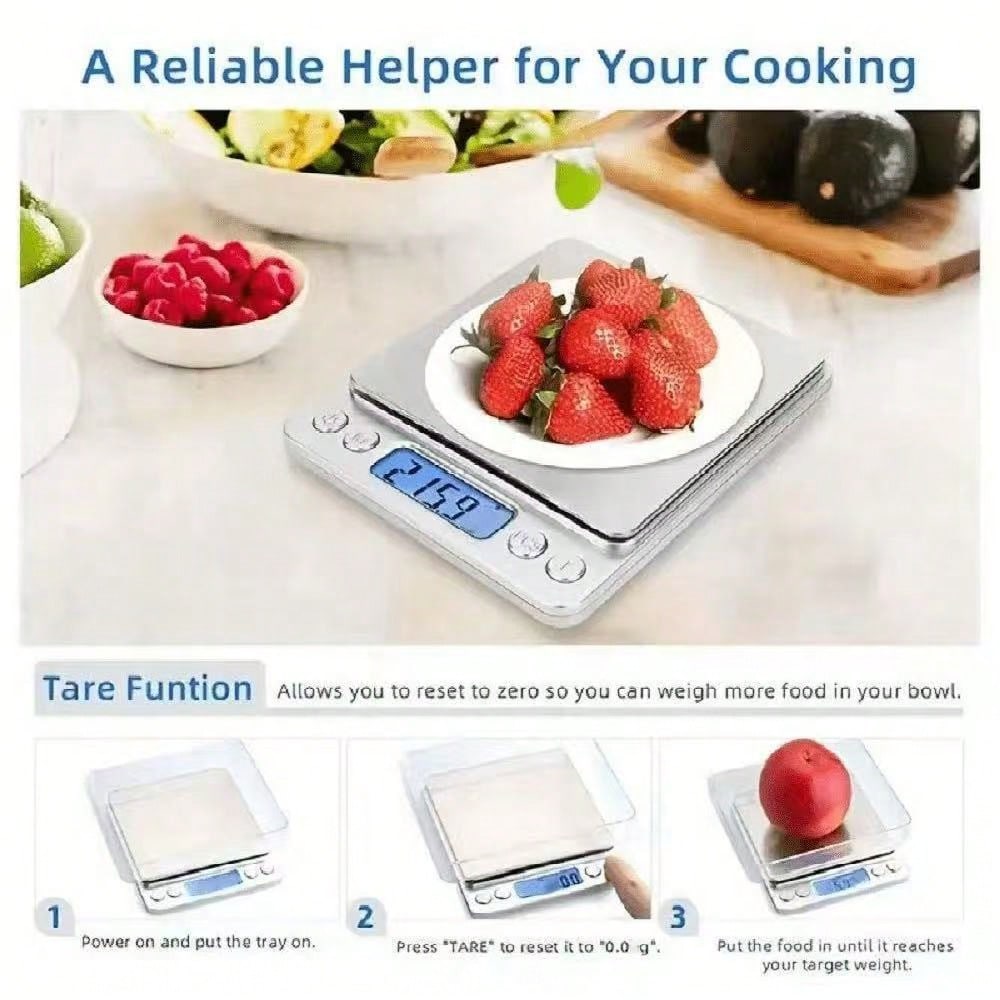 1pc Compact Digital Kitchen Scale, Stainless Steel LCD Electronic Smart Food Scale, Small Gram Baking Scale, Jewelry Scale, Coffee Scale, Herbal Scale, Kitchen Gadgets