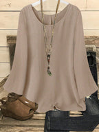 YFY Women's Long Sleeve Flared Cuff Shirt, Solid Colour