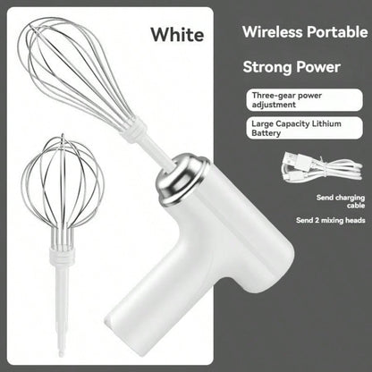 Cordless Electric Hand Mixer| 3-Speed Rechargeable Whisk With 2 Detachable Heads, Compact Baking Tool For Thin Batter / Eggs / Cookies| Ideal For Tiny Kitchen / RV / Camping (Macaron Purple & White)