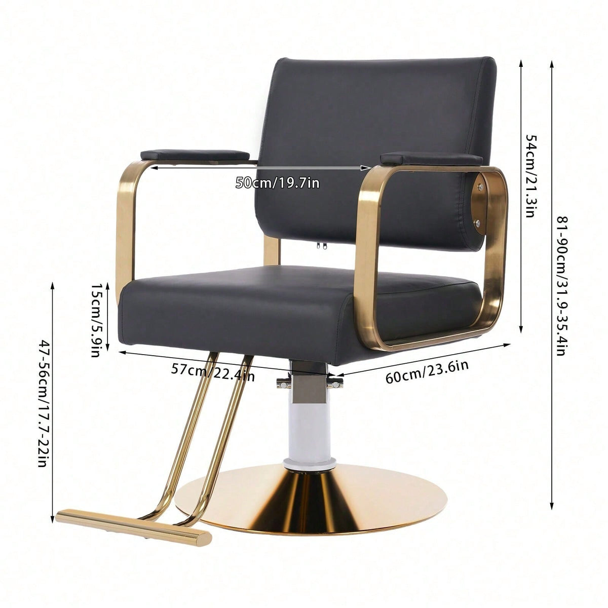kangten Function Barber Chair With Footrest For Barber Shops Homes & Spas, 440lbs Capacity (Black+Golden)