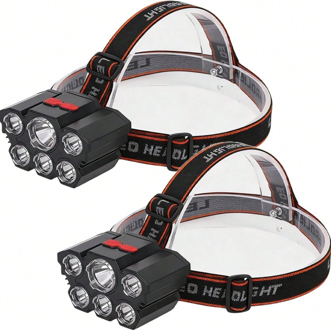 2-Pack Multifunctional 5-LED Headlamp, Head-Mounted Flashlight, Outdoor USB-Rechargeable Fishing Headlamp, Powerful Bald Head Light, 4-Mode Headlamp Flashlight For Outdoor Running, Hunting, Hiking, And Camping