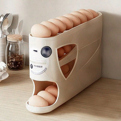 1pc Rolling Egg Rack - Space-Saving Side Door Design, Holds 30 Eggs, Smooth And Glossy End, Convenient Handle, Suitable For Kitchen And Refrigerator Storage | Modern Kitchen Additions | Durable Plastic Material