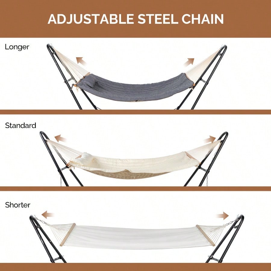 Hammock With Stand Double-Barrel Hammock With Hammock Bed Heavy Duty Adjustable Hammock Set For Outdoors Patio Yard Garden Gray