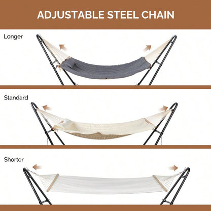 Hammock With Stand Double-Barrel Hammock With Hammock Bed Heavy Duty Adjustable Hammock Set For Outdoors Patio Yard Garden Gray