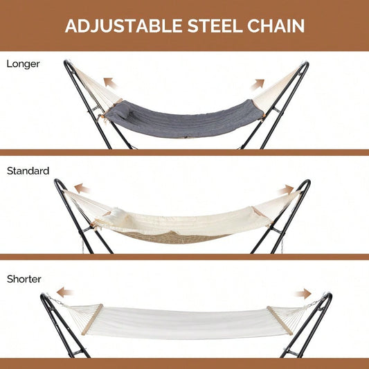Hammock With Stand Double-Barrel Hammock With Hammock Bed Heavy Duty Adjustable Hammock Set For Outdoors Patio Yard Garden Gray