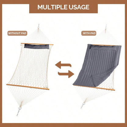 Hammock With Stand Double-Barrel Hammock With Hammock Bed Heavy Duty Adjustable Hammock Set For Outdoors Patio Yard Garden Gray