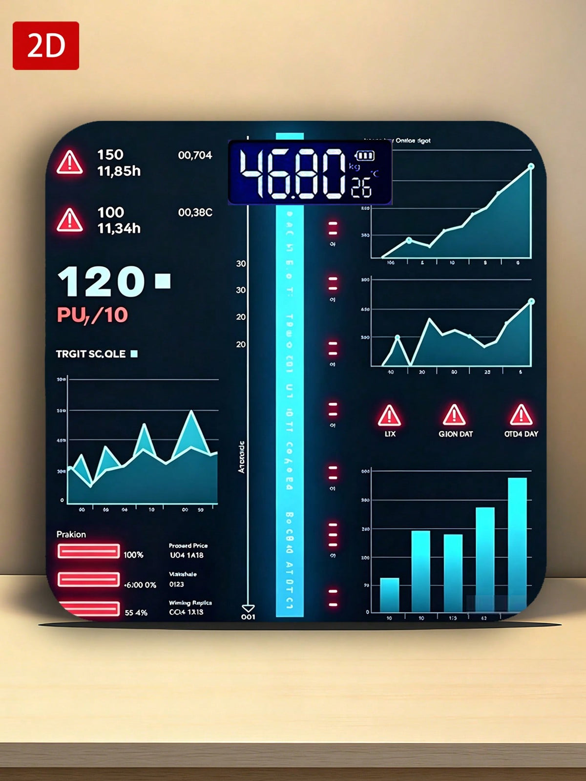 1pc, 2D Flat Smart Scale Steel Glass 5Mm UV Printed Design Precision Weight Temperature Detection Room Temp Display Unique Aesthetic Vibrant Stylish Home Bathroom Bedroom Living Room Gym