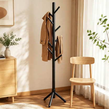 3-Color Freestanding Tree Coat Rack, Tripod Base Clothes Stand With Multi Hooks For Home Use