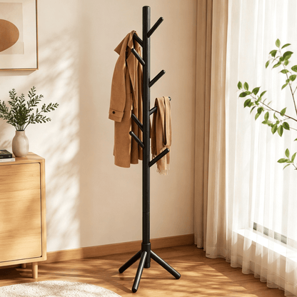 3-Color Freestanding Tree Coat Rack, Tripod Base Clothes Stand With Multi Hooks For Home Use
