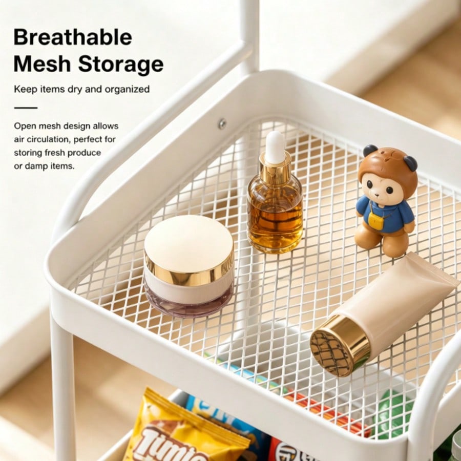 Multi-Layer Trolley Rack, Removable Metal Storage Rack, Snack Rack, Durable Steel Rack, Portable Wheels, Used For Storage And Organization In Bedrooms, Kitchens, Bathrooms, Offices And Dormitories