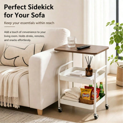 Multi-Layer Trolley Rack, Removable Metal Storage Rack, Snack Rack, Durable Steel Rack, Portable Wheels, Used For Storage And Organization In Bedrooms, Kitchens, Bathrooms, Offices And Dormitories