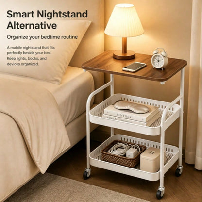 Multi-Layer Trolley Rack, Removable Metal Storage Rack, Snack Rack, Durable Steel Rack, Portable Wheels, Used For Storage And Organization In Bedrooms, Kitchens, Bathrooms, Offices And Dormitories