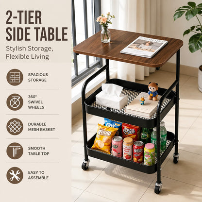 Multi-Layer Trolley Rack, Removable Metal Storage Rack, Snack Rack, Durable Steel Rack, Portable Wheels, Used For Storage And Organization In Bedrooms, Kitchens, Bathrooms, Offices And Dormitories