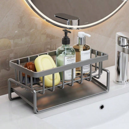 Kitchen Sink Organizer Rack with Towel Bar & Drainage Tray