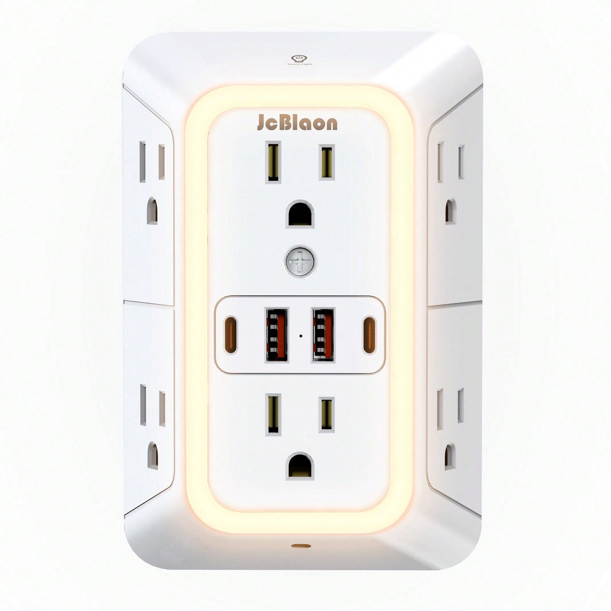 10 In 1 Wall Outlet Extender With Dimmable Night Light, Surge Protector Plug Expander 6 AC Outlets 2 USB-C 2 USB-A, Dusk To Dawn Sensor Outlet Adapter For Bedroom Hallway Bathroom