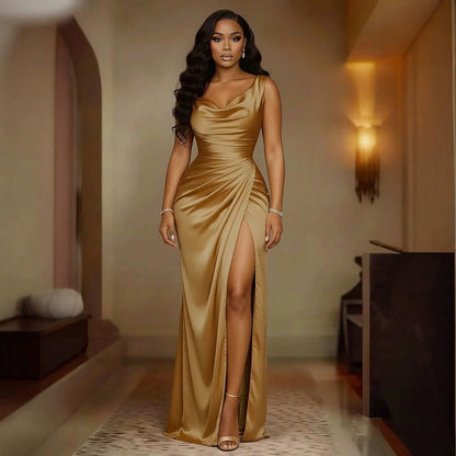 Sleeveless High-Waist Slit Evening Dress
