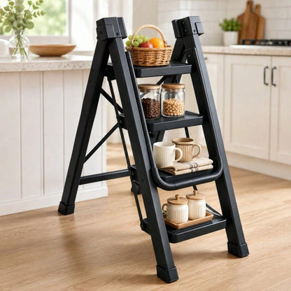 Heavy Duty 550 LBS Load Capacity Folding Step Ladder, 180° Foldable Handrail, Widened Thick Anti-Slip Pedal, Upgraded Stable Safety Lock, Multi-Purpose Household Ladder For Kitchen, Garage, Cleaning, Painting, Available In 5 Step