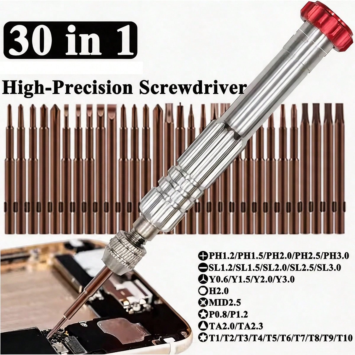 31pcs Precision Screwdriver Bit Set, Torx And Screwdriver Maintenance Tool Kit For IPhone Phone Opening