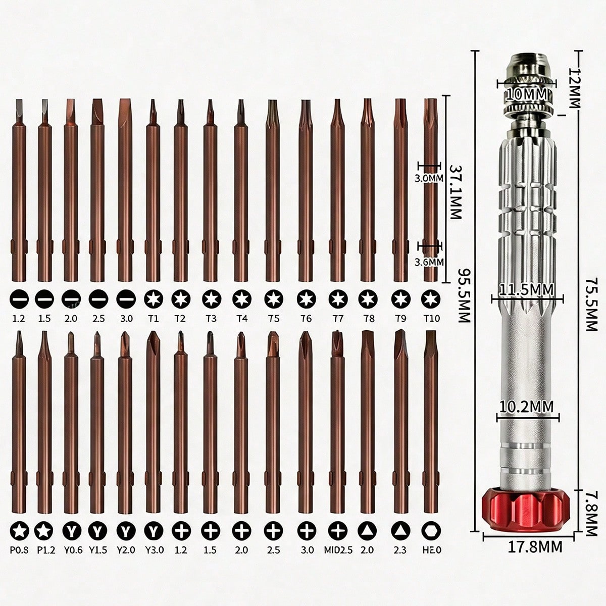 31pcs Precision Screwdriver Bit Set, Torx And Screwdriver Maintenance Tool Kit For IPhone Phone Opening
