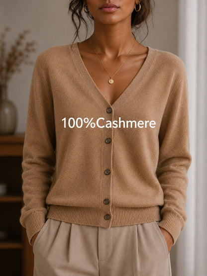 Women's Casual Cashmere Long Sleeve V-Neck Pullover Sweater, Soft And Slight Stretch Knit Top For Fall And Winter,