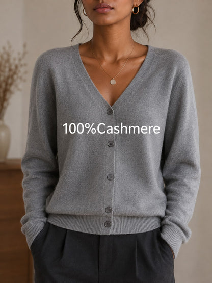 Women's Casual Cashmere Long Sleeve V-Neck Pullover Sweater, Soft And Slight Stretch Knit Top For Fall And Winter,